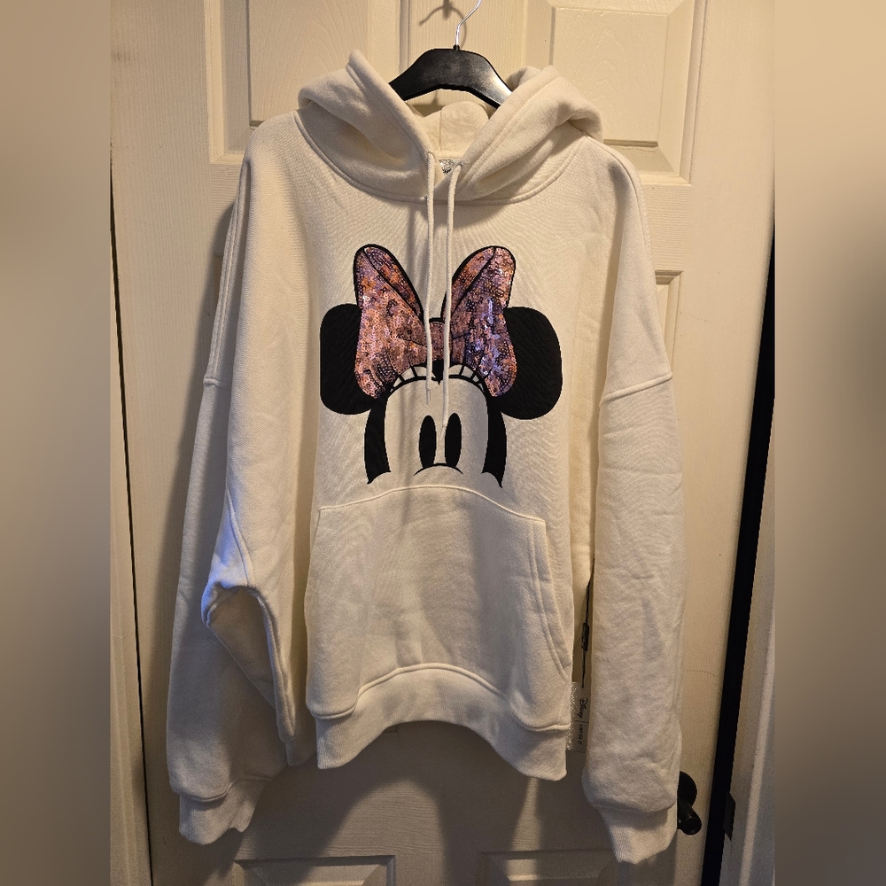 White Hoodie with Minnie Mouse Design